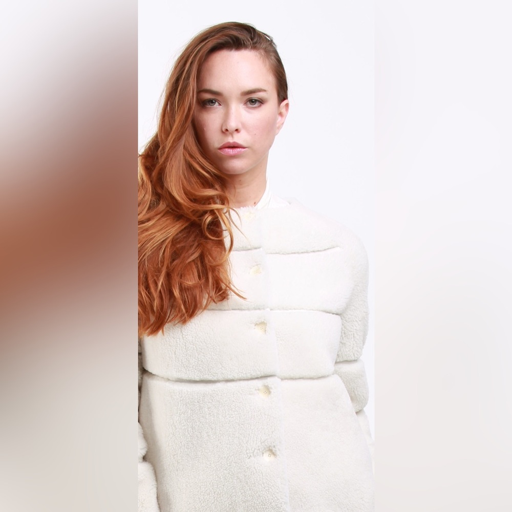 Brand New! Paul and Joe Sheepskin Jacket Ecru white